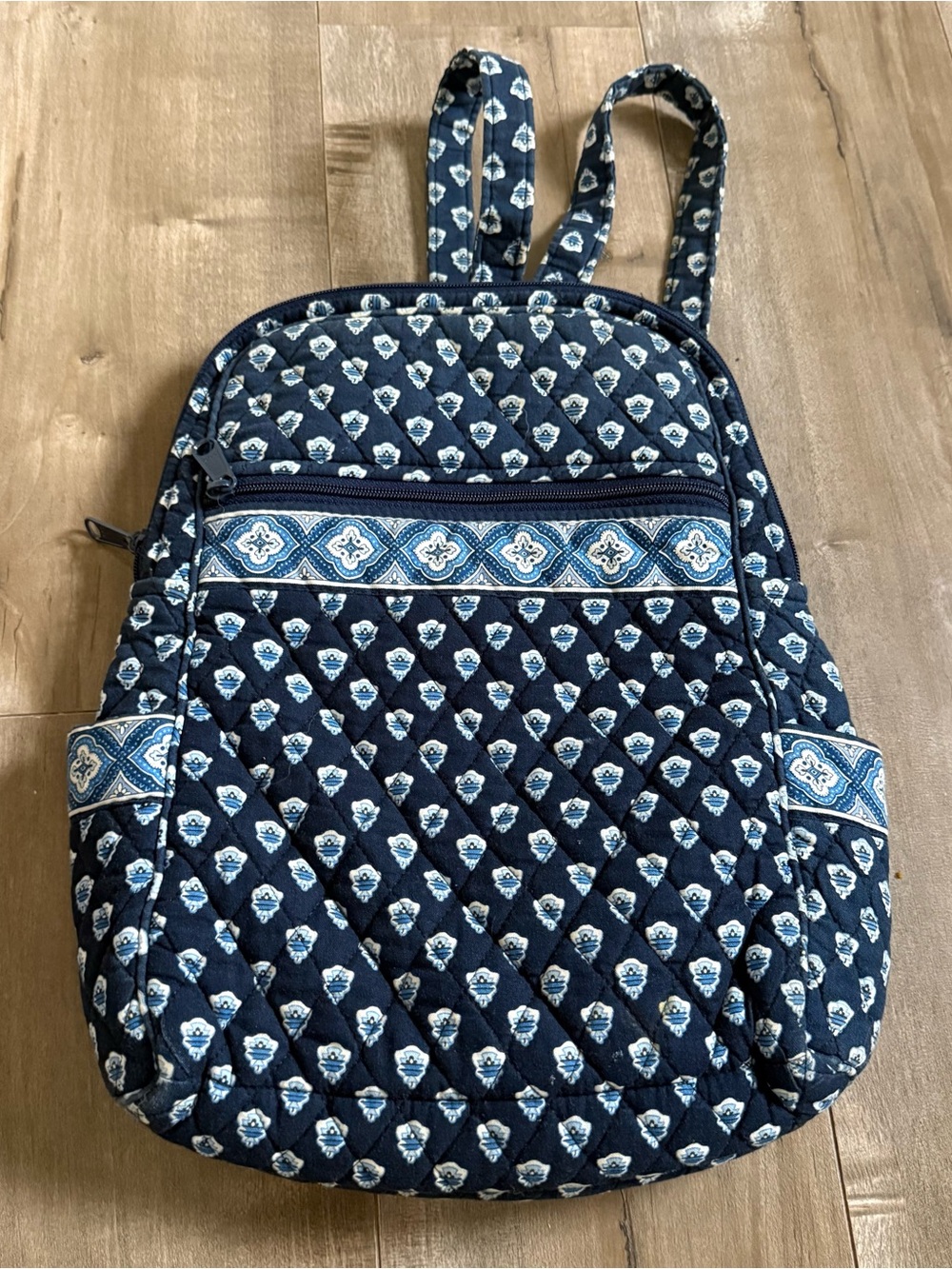 Vera Bradley Nantucket Nany Mini Campus Backpack Cotton Quilted Blue RETIRED